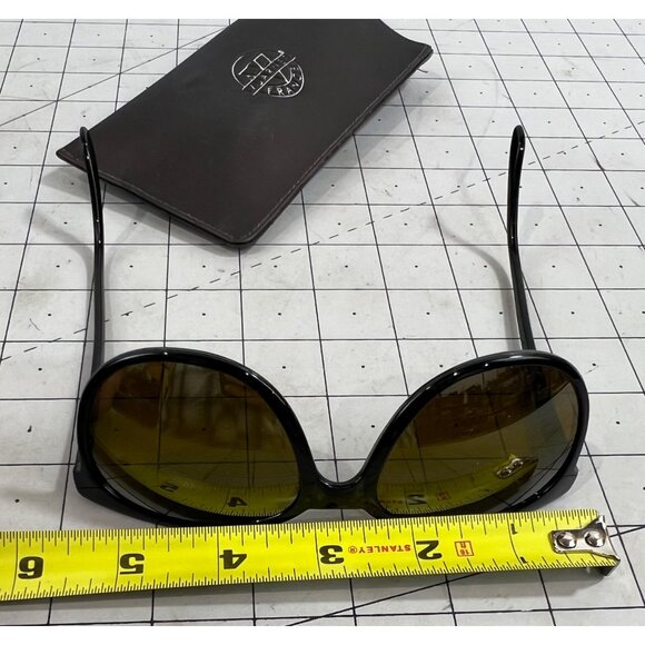 Vuarnet Pouilloux Cat Eye Sunglasses Black Frame Brown Lenses With Case - Picture 9 of 11